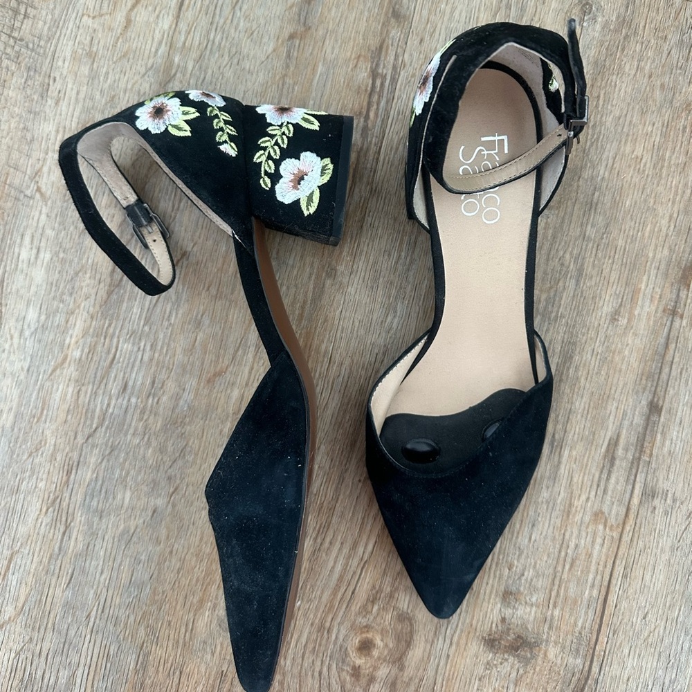 Franco Sarto Black Floral Block Heel